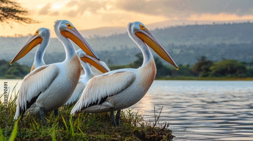 African pelicans by Lake Nakuru. African pelicans by Lake Nakuru.