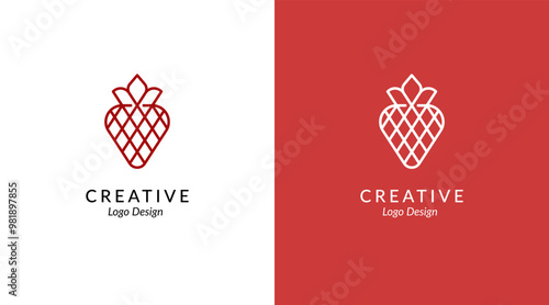 Strawberry logo icon vector. Modern simple strawberry logo design illustration