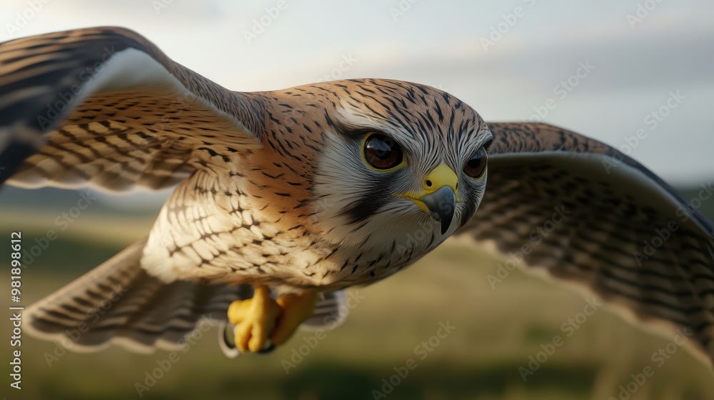 Fototapeta premium A Close Up of a Kestrel in Flight