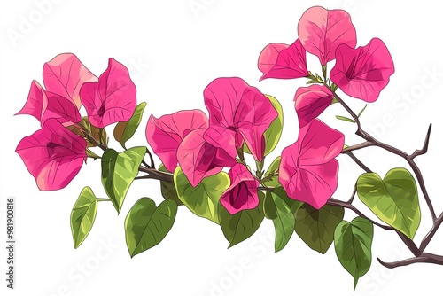 bougainvillea  on white background photo