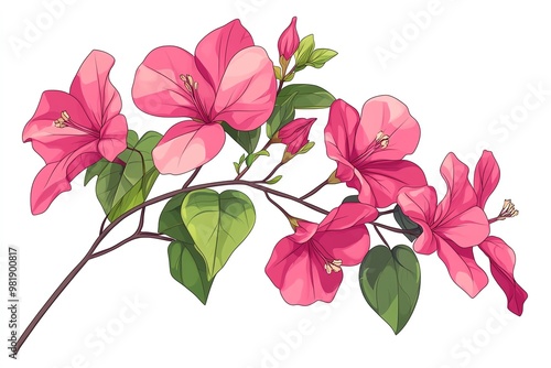 bougainvillea  on white background photo