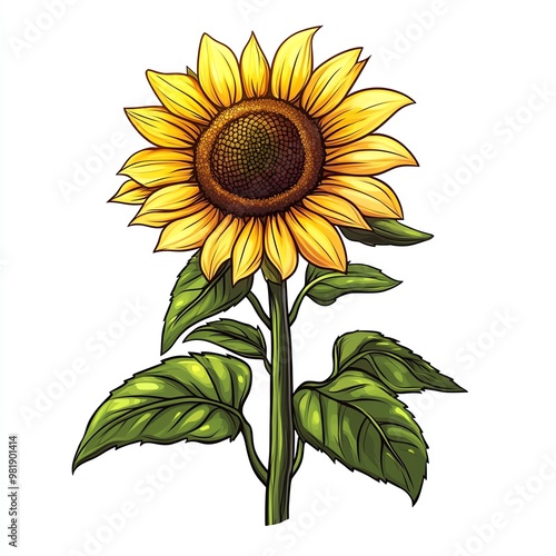 sunflower on white background