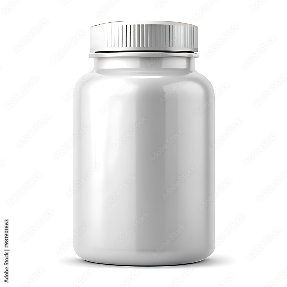 Blank 3D Supplement Pills Bottle Mockup Template on White Background Blank 3D Supplement Pills Bottle Mockup Template on White Background