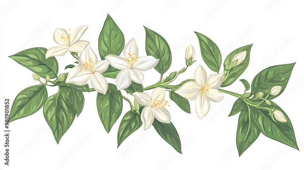 jasmine on white background jasmine on white background