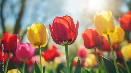 Tulips with green stems