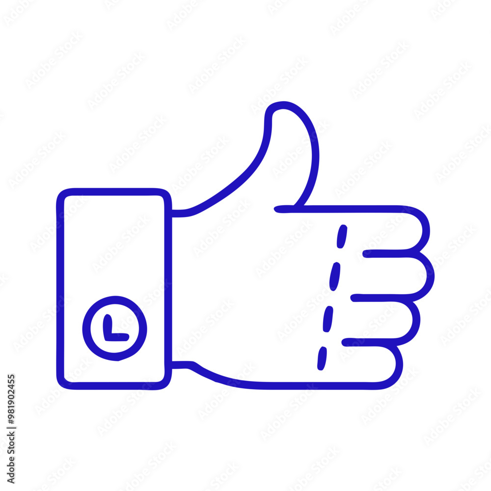 Thumbs-up Icon with Blue Outline, Modern Design, Digital and Tech Symbol Thumbs-up Icon with Blue Outline, Modern Design, Digital and Tech Symbol