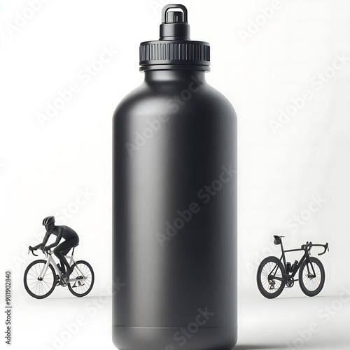 Blank 20 oz. Bicycle Bottle With finger gripe mockup template design white background photo