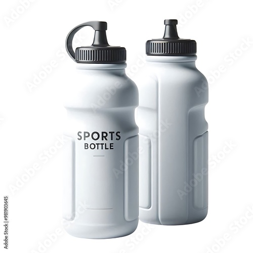 Blank 500ml Finger Grip Sports Bottle - Valve Cap mockup template design white background photo