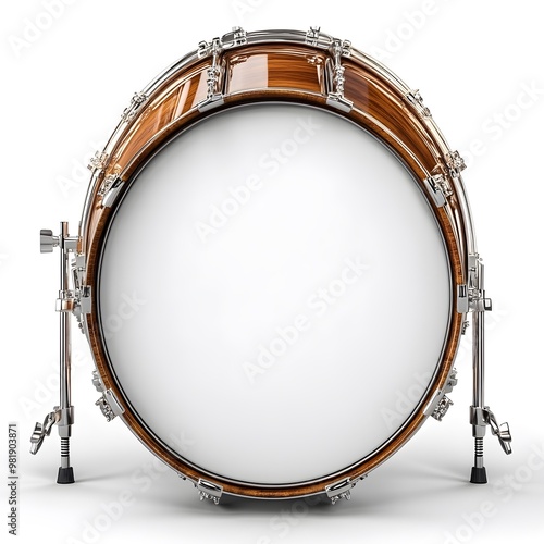 Hyper-realistic photo of a bass drum in high definition for music-related illustrations