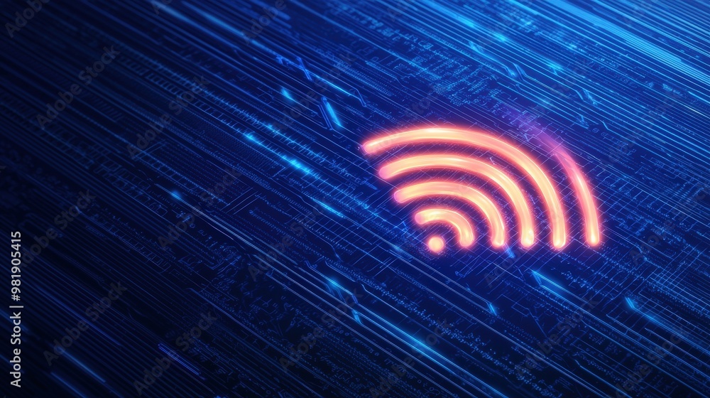 Abstract Wifi Signal on Digital Circuit Board Background Abstract Wifi Signal on Digital Circuit Board Background