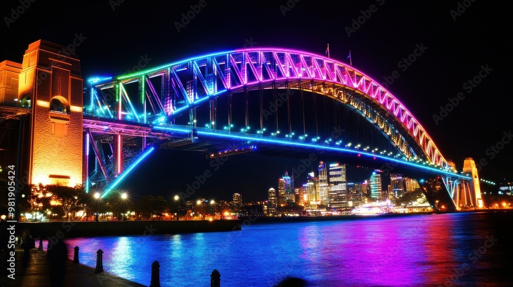 Sydney Harbour Bridge Illuminated at Night Sydney Harbour Bridge Illuminated at Night