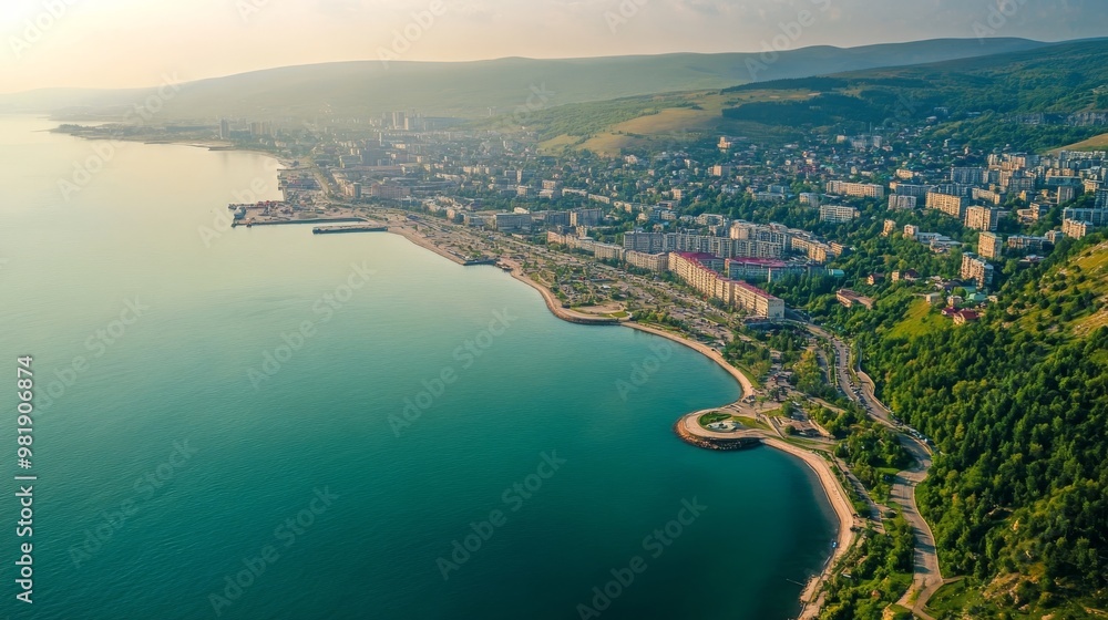 Fototapeta premium Novorossiysk city panorama, Tsemesskaya Bay