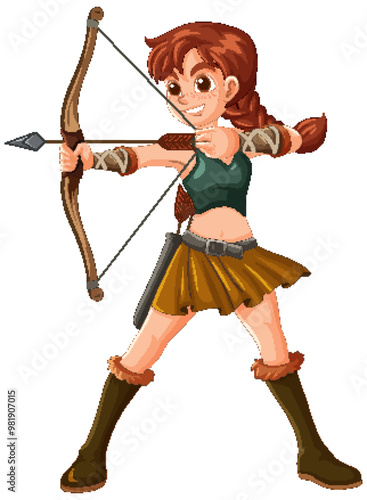 Female Archer Ready to Shoot