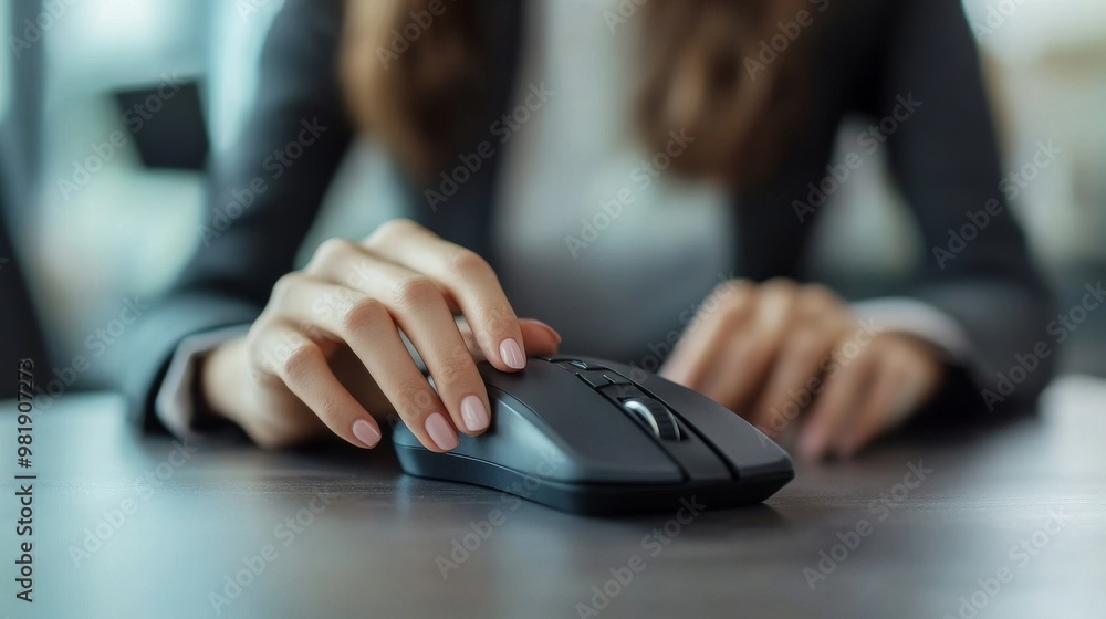 People concept: Businesswoman using laptop mouse. People concept: Businesswoman using laptop mouse.