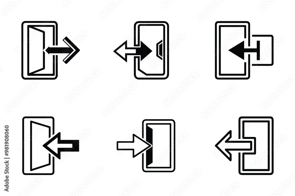 Vector art style exit icon bundle set design Vector art style exit icon bundle set design