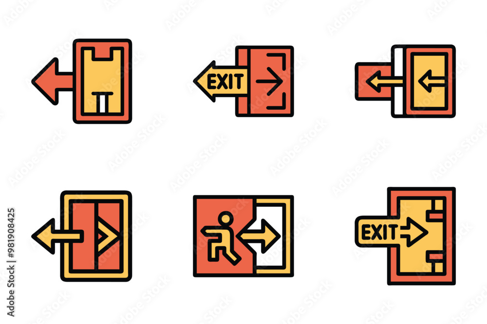 Vector art style exit icon bundle set design Vector art style exit icon bundle set design