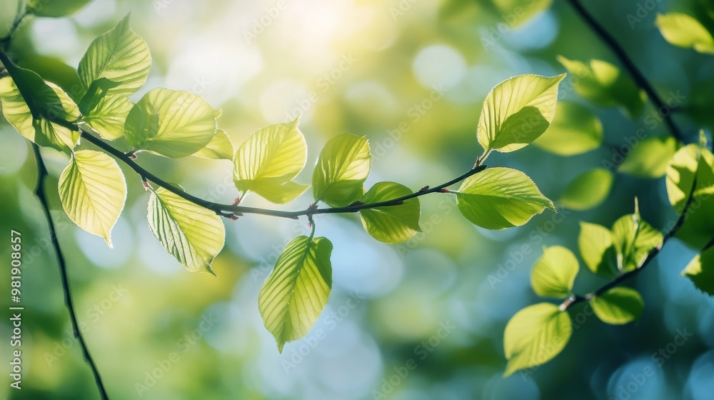 Obraz premium Tree branches with foliage in focus.