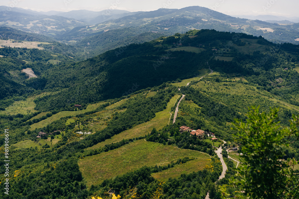 Fototapeta premium Via Degli Dei hiking trail in Italy. from Bologna to Florence. Ancient Roman path
