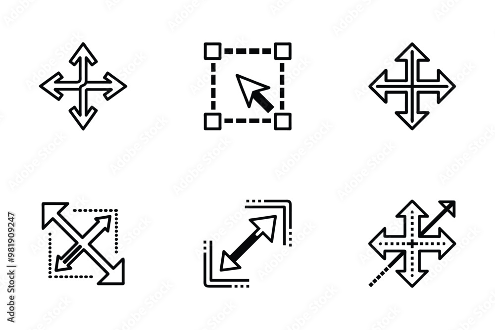 Expand icon bundle set in creative vector style Expand icon bundle set in creative vector style