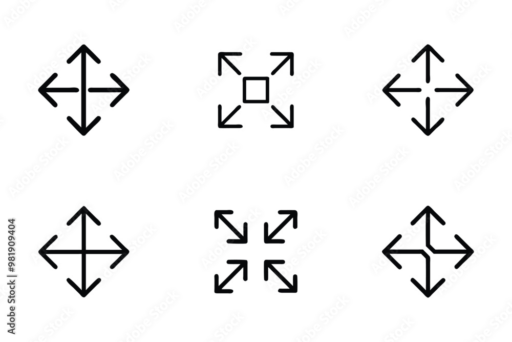 Expand icon bundle set in creative vector style Expand icon bundle set in creative vector style