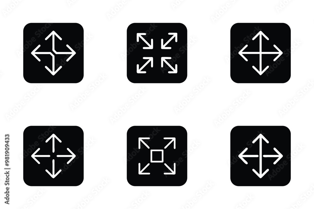 Expand icon bundle set in creative vector style Expand icon bundle set in creative vector style