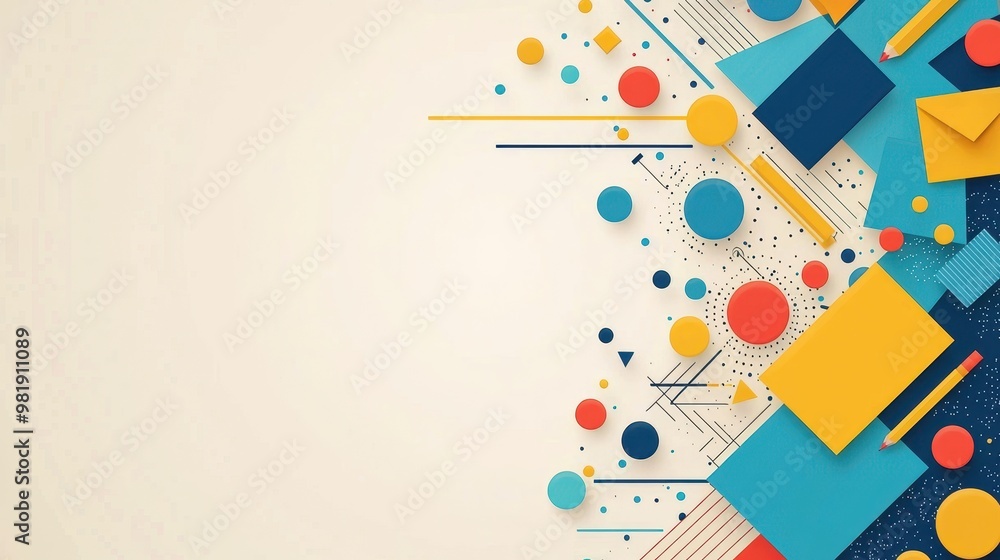 Abstract Geometric Background with Colored Shapes Lines and Dots Abstract Geometric Background with Colored Shapes Lines and Dots
