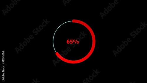 65 percent number circle loading icon pie chart diagrams modern design illustration background.