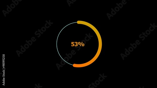 53 percent number circle loading icon pie chart diagrams modern design illustration background.