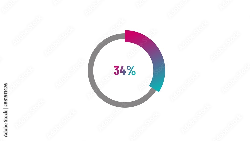 34% number percent circle loading icon pie chart design illustration background. 34% number percent circle loading icon pie chart design illustration background.