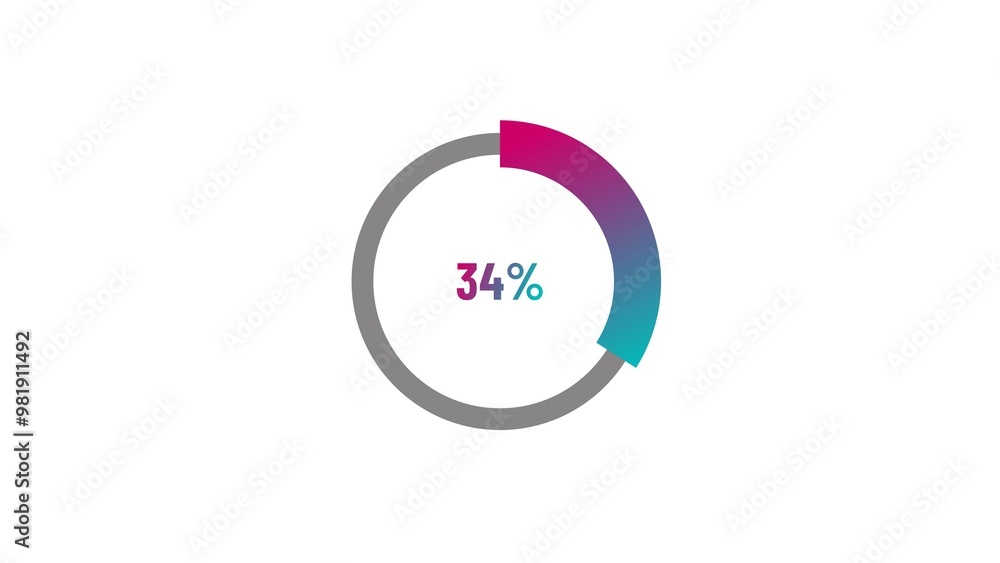 34% number percent circle loading icon pie chart design illustration background. 34% number percent circle loading icon pie chart design illustration background.