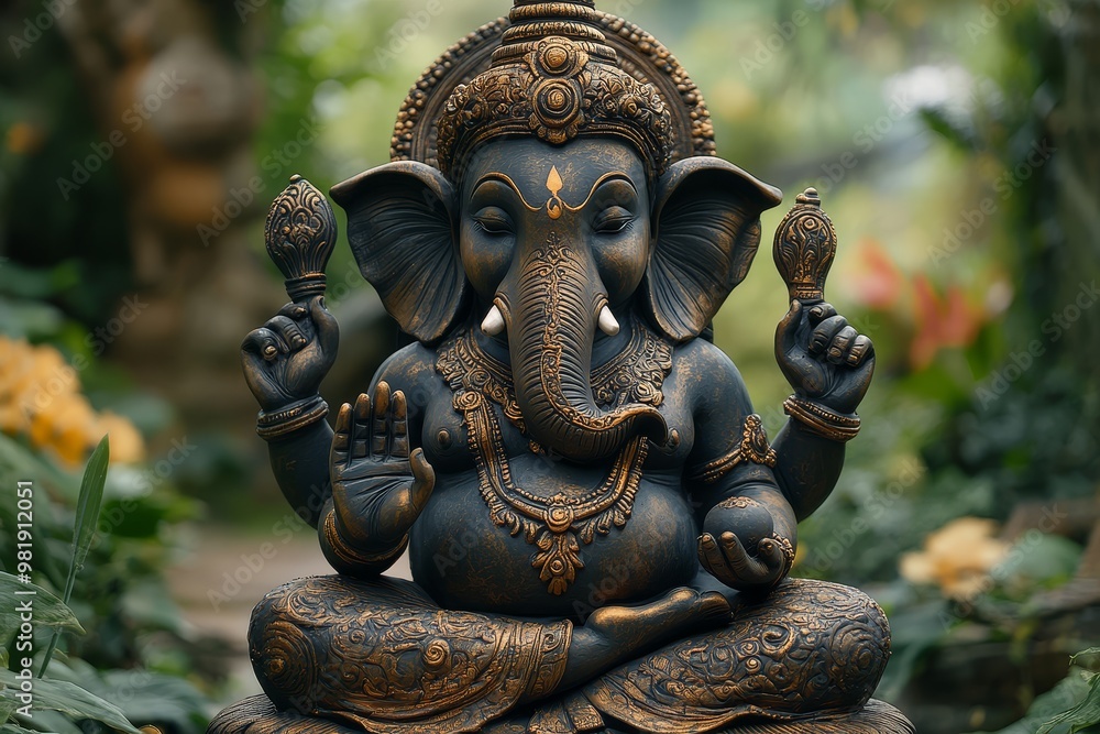 Ganesha Statue in Garden Setting Ganesha Statue in Garden Setting