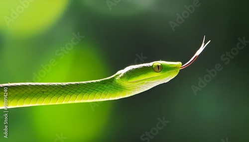 the green snake in the nature with dramatic tone, ai generate