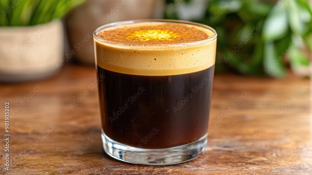 Freshly brewed coffee in a glass Freshly brewed coffee in a glass