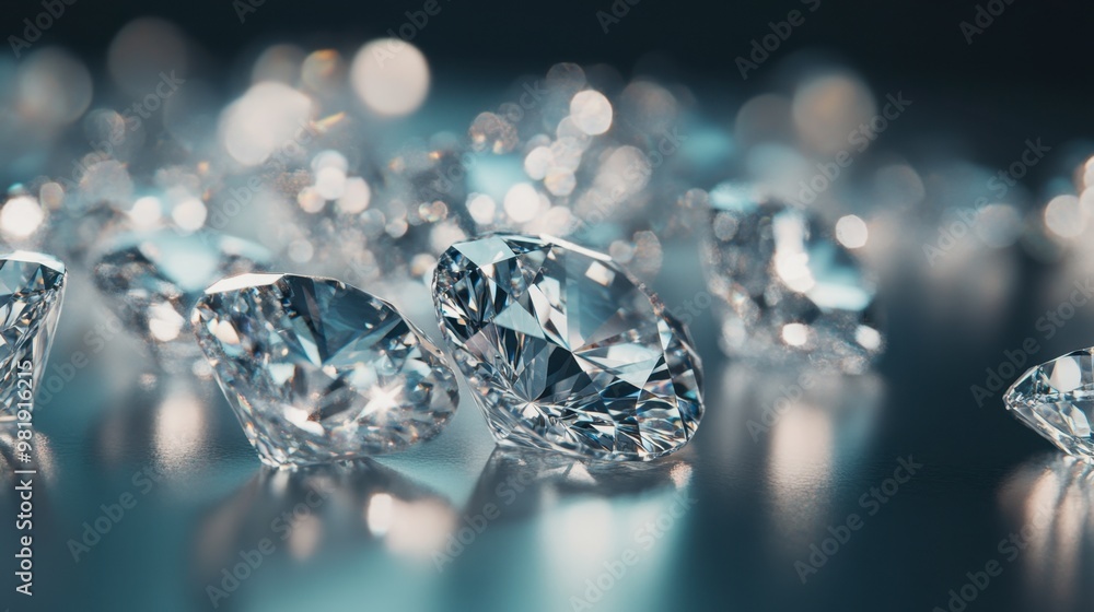 A collection of loose diamonds scattered across a reflective surface, highlighting their clarity and brilliance. A collection of loose diamonds scattered across a reflective surface, highlighting their clarity and brilliance.