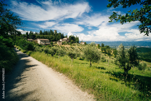 Photos Direction sign on the Via degli Dei or The Gods way in the Apennines mountains i