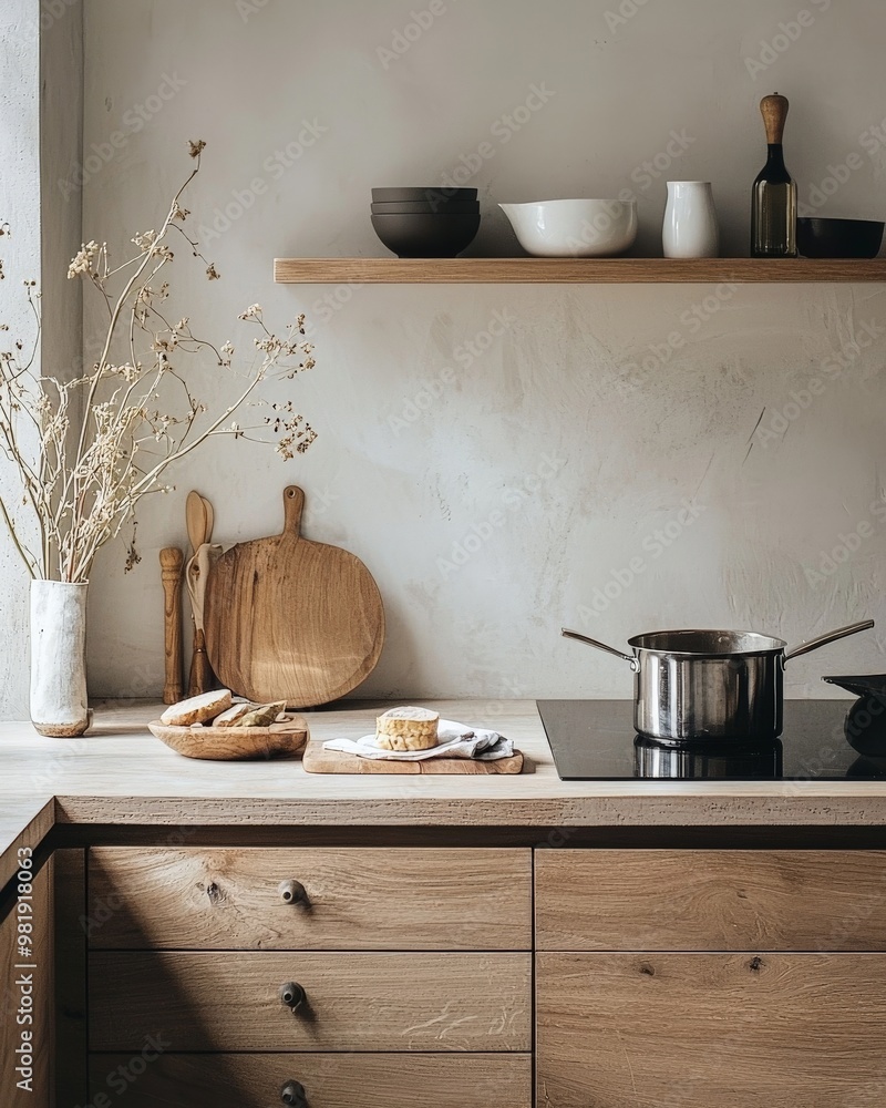 A minimalist kitchen where meals are prepared mindfully, with simple, fresh ingredients and uncluttered countertops, embodying slow living. A minimalist kitchen where meals are prepared mindfully, with simple, fresh ingredients and uncluttered countertops, embodying slow living.