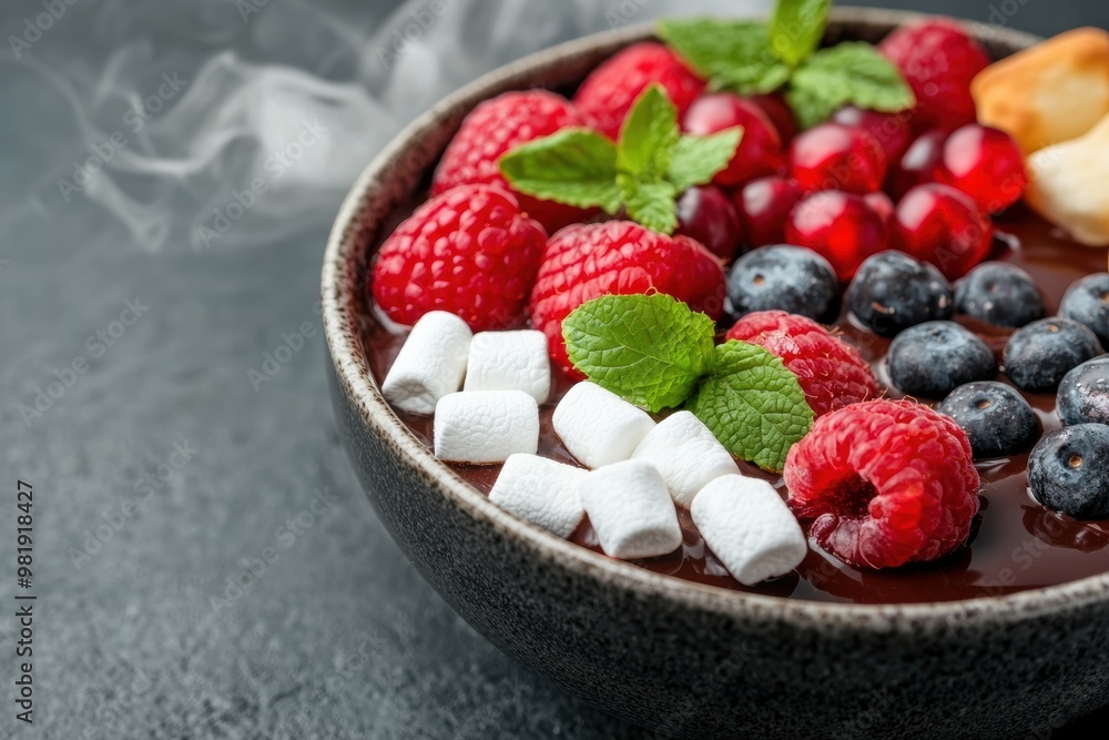 Fresh berries and marshmallows in a bowl Fresh berries and marshmallows in a bowl