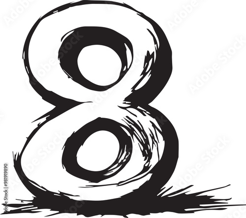 Pencil scribble of number eight