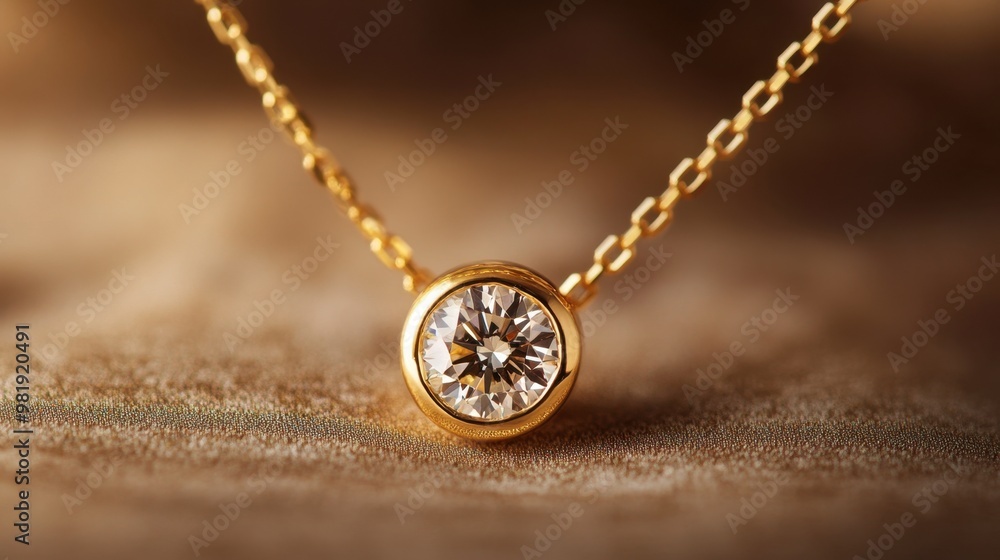 A sparkling diamond pendant on a delicate gold chain, with a focus on the gem's brilliance and the chain's elegance. A sparkling diamond pendant on a delicate gold chain, with a focus on the gem's brilliance and the chain's elegance.