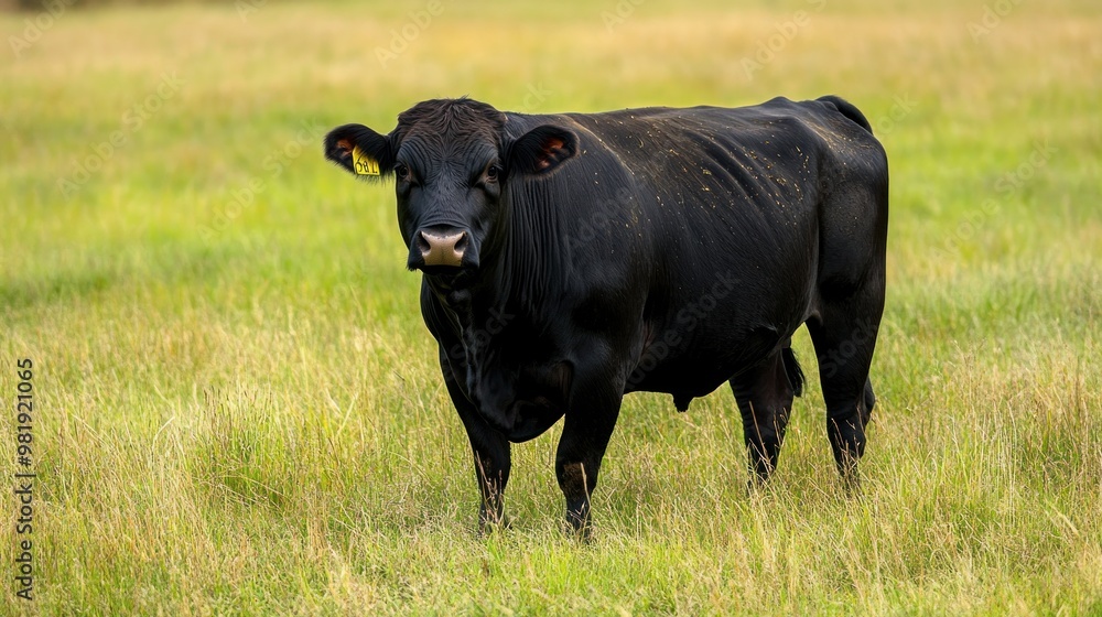 Black Angus Cow Grazing in a Field Black Angus Cow Grazing in a Field