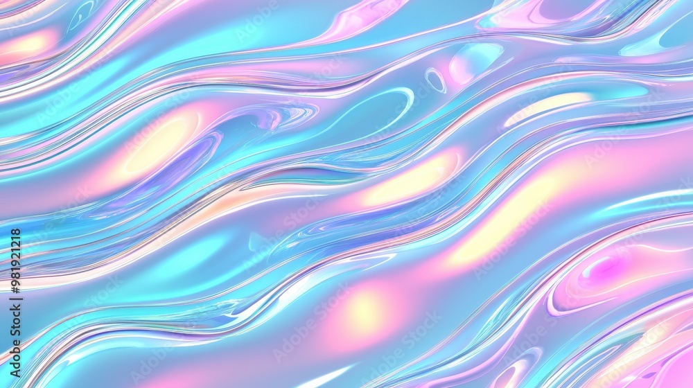 Abstract Holographic Background with Shiny Waves in Pastel Colors Abstract Holographic Background with Shiny Waves in Pastel Colors