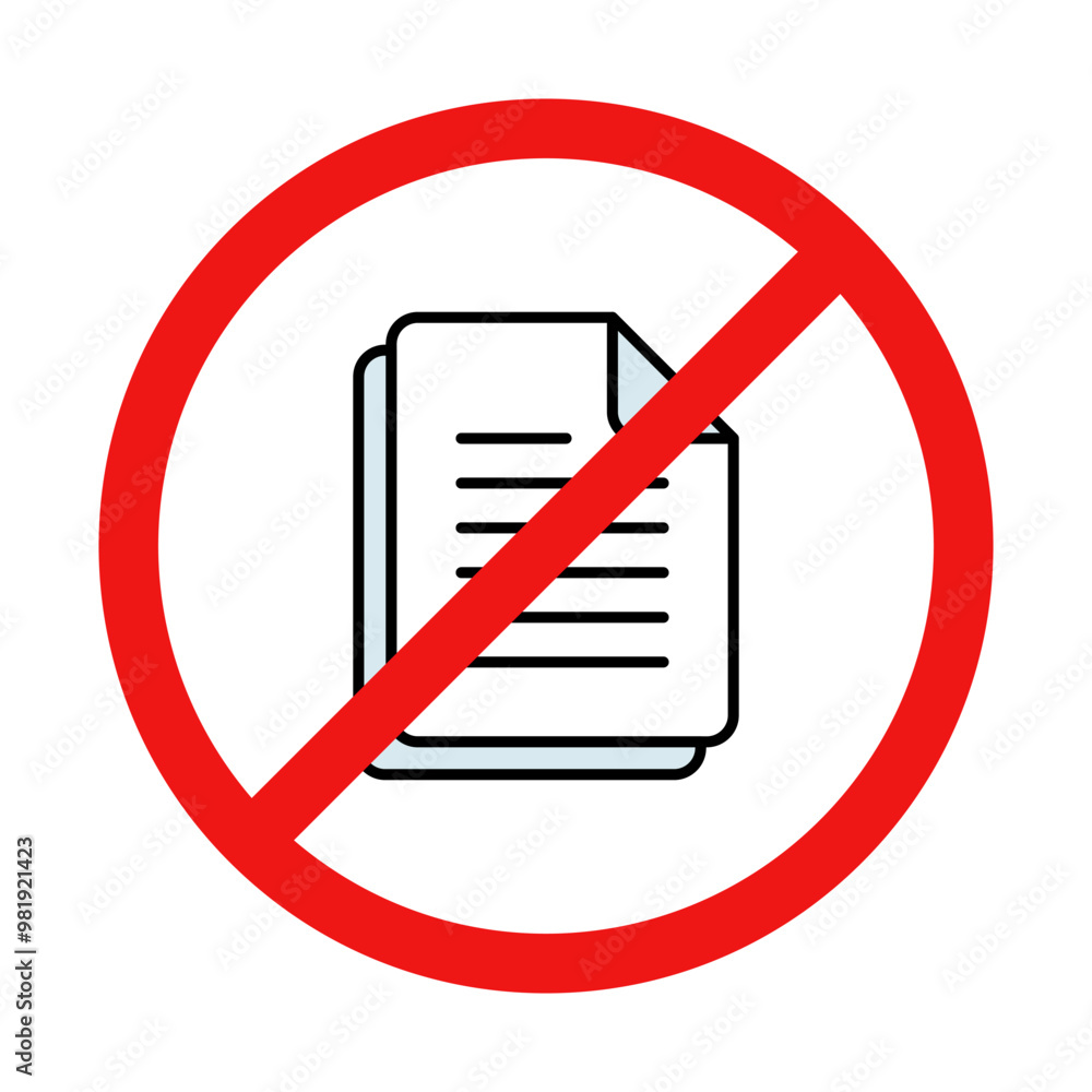 No Documents Sign on White Background No Documents Sign on White Background