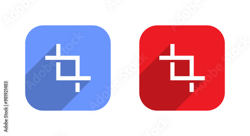 Crop icon on square background. Cropping concept