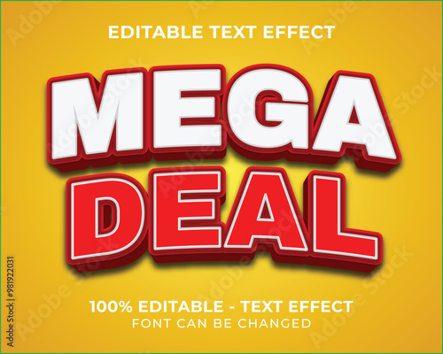 Editable text effect mega deal 3D text effect with green background