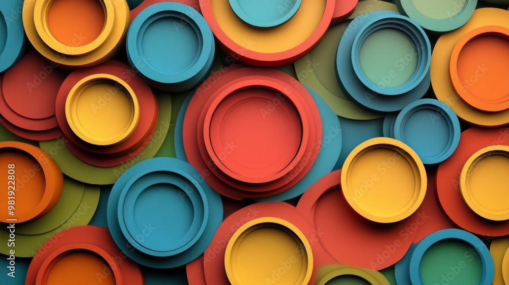 Colorful Circular Shapes in Layered Pattern Design Colorful Circular Shapes in Layered Pattern Design