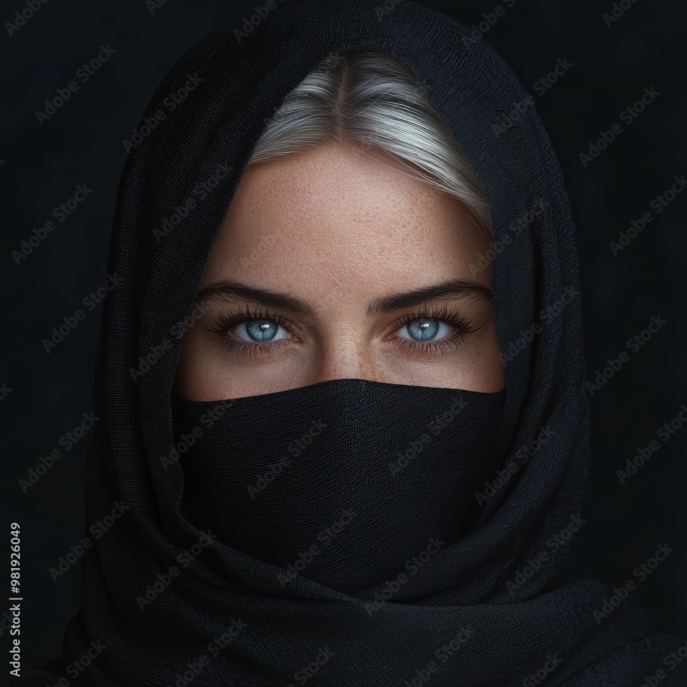 Naklejka premium mysterious woman in black veil