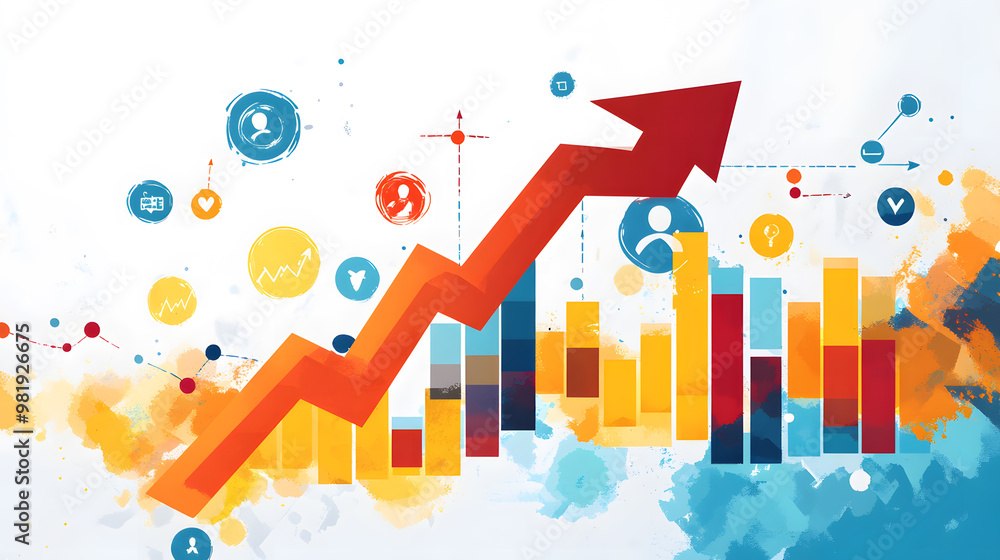3D bar chart with upward arrows for business growth and success.graph business abtract background. 3D bar chart with upward arrows for business growth and success.graph business abtract background.