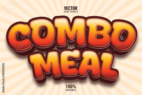 editable 3D text effect combo meal style