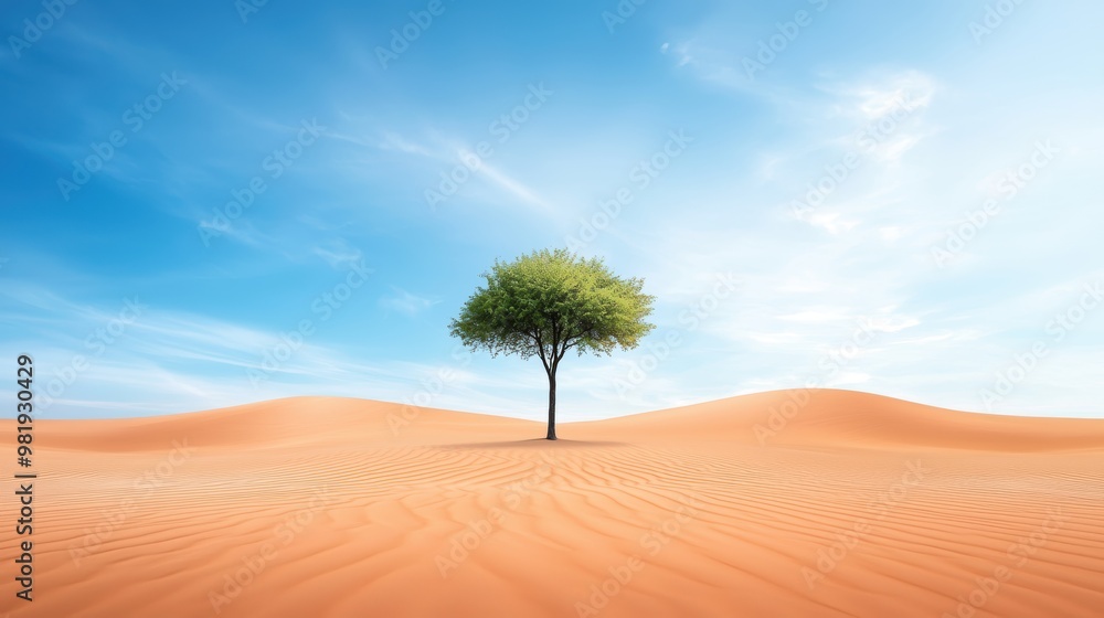A Single Tree in a Vast Desert Landscape A Single Tree in a Vast Desert Landscape