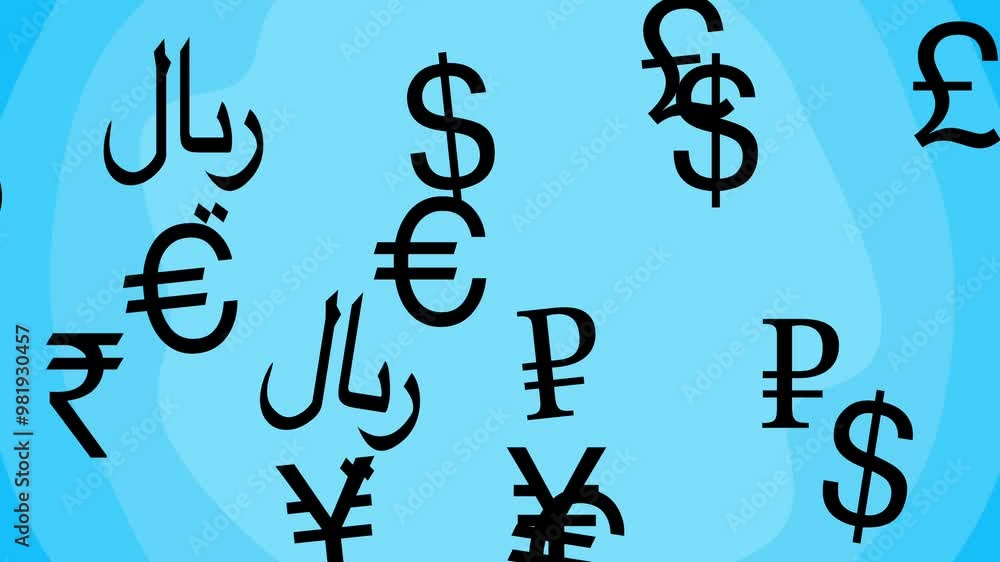 Animated Animation Currency Symbols Forex trading money GDP economy income dollar pound yen euro floating kinetic graphic Animated Animation Currency Symbols Forex trading money GDP economy income dollar pound yen euro floating kinetic graphic